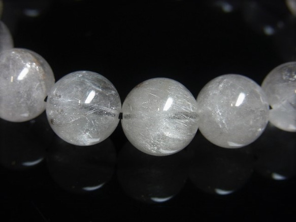 お試し価格 現品一点物 プラチナルチル ブレスレット 白金水晶 天然石 数珠 12ミリ OPr３  レディース  メン 5枚目の画像