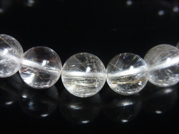 イチオシ お試し価格 一点物 シルバールチル ブレスレット 銀針水晶 天然石 数珠 １１－１２ミリ ＯＳｉｒ８ 虹入水晶 5枚目の画像