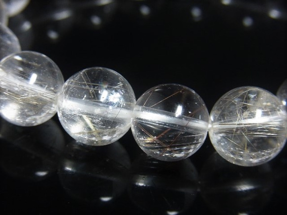 イチオシ お試し価格 一点物 シルバールチル ブレスレット 銀針水晶 天然石 数珠 １１－１２ミリ ＯＳｉｒ８ 虹入水晶 9枚目の画像