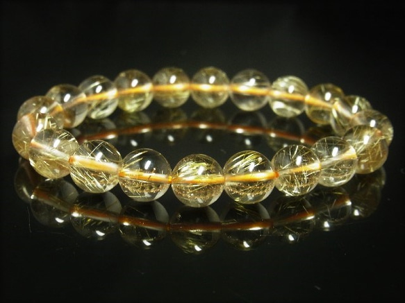 現品一点物 スモーキーゴールドルチル ブレスレット 金針水晶数珠 １０ミリ ２９ｇ ＳＧＲ４ 最強金運パワーストーン 2枚目の画像