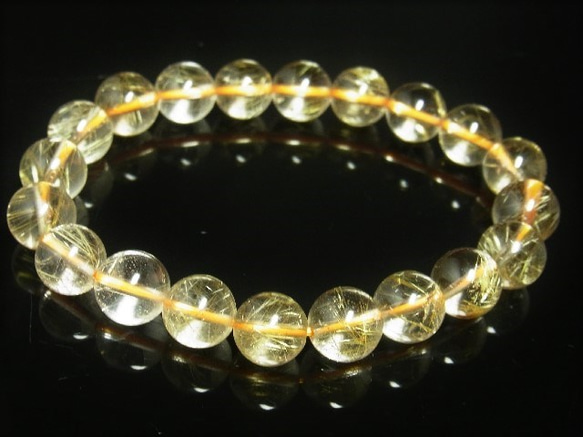 現品一点物 スモーキーゴールドルチル ブレスレット 金針水晶数珠 １０ミリ ２９ｇ ＳＧＲ４ 最強金運パワーストーン 4枚目の画像