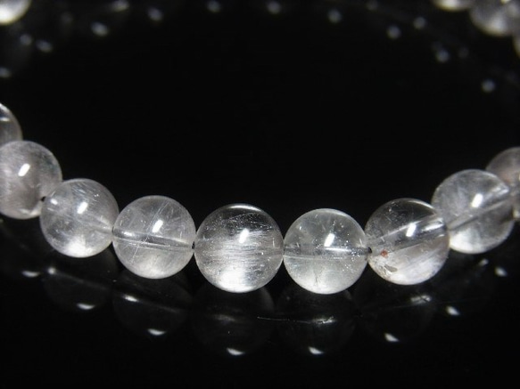現品一点物 プラチナルチル ブレスレット 白金水晶 数珠 ７－８ミリ １８ｇ Ｐｒ４３ シラー 虹入水晶 クォーツ 5枚目の画像