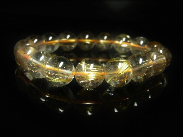 イチオシ 現品一点物 スモーキーゴールドルチル ブレスレット 金針水晶数珠 １２－１３ミリ ４８ｇ ＳＧＲ９ 最強数珠 9枚目の画像