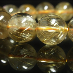 おすすめ お試し価格 一点物 ゴールド タイチンルチル ブレスレット 金針水晶 天然石 数珠 １３ミリ Ｒ５２ シラー 2枚目の画像