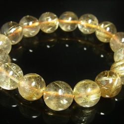 おすすめ お試し価格 一点物 ゴールド タイチンルチル ブレスレット 金針水晶 天然石 数珠 １３ミリ Ｒ５２ シラー 8枚目の画像