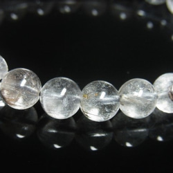 イチオシ 現品一点物 プラチナルチル ブレスレット 白金水晶 数珠 ９－１０ミリ ２４ｇ Ｐｒ４７ シラー レインボー 1枚目の画像