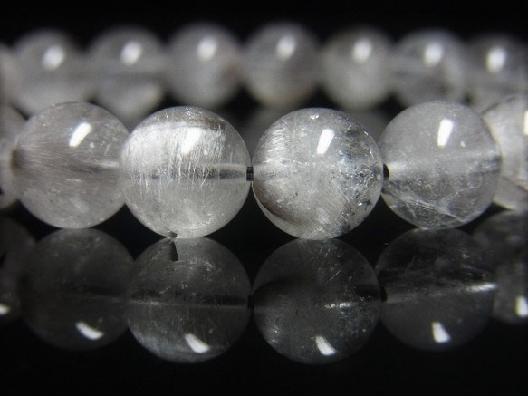 現品一点物 プラチナルチル ブレスレット 白金水晶 数珠 １０mm ３０ｇ Ｐｒ５０ クォーツ ルチル メンズ 2枚目の画像