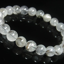 現品一点物 プラチナルチル ブレスレット 白金水晶 数珠 １０mm ３０ｇ Ｐｒ５０ クォーツ ルチル メンズ 5枚目の画像