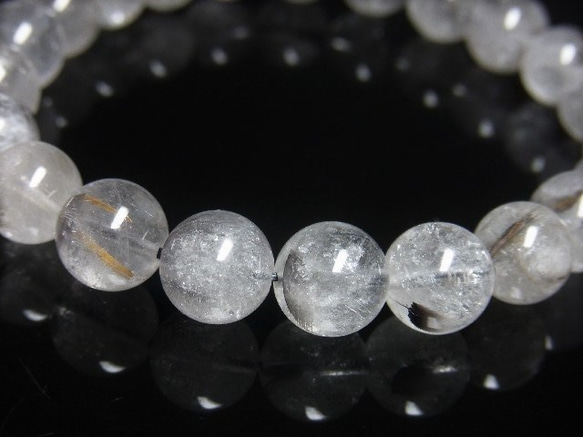 現品一点物 プラチナルチル ブレスレット 白金水晶 数珠 １０mm ３０ｇ Ｐｒ５０ クォーツ ルチル メンズ 6枚目の画像