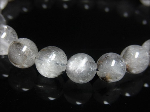 現品一点物 プラチナルチル ブレスレット 白金水晶 数珠 １０mm ３０ｇ Ｐｒ５０ クォーツ ルチル メンズ 9枚目の画像