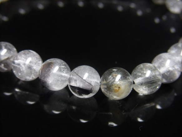 現品一点物 プラチナルチル ブレスレット 白金水晶 数珠 ８ミリ ２０ｇ Ｐｒ５１ シラー 虹入水晶 クォーツ ルチル 8枚目の画像