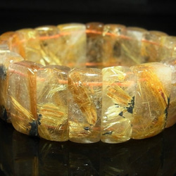 イチオシ 現品一点物 太陽放射タイチンルチル バングル ２４－２５ｍｍ ＴＨＢ６ 極太金針水晶 数珠 パワーストーン 4枚目の画像