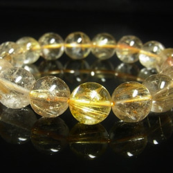 お試し価格 一点物 ゴールド タイチンルチル ブレスレット 金針水晶 天然石 数珠 １３－１４ミリ Ｒ５５ シラー 8枚目の画像