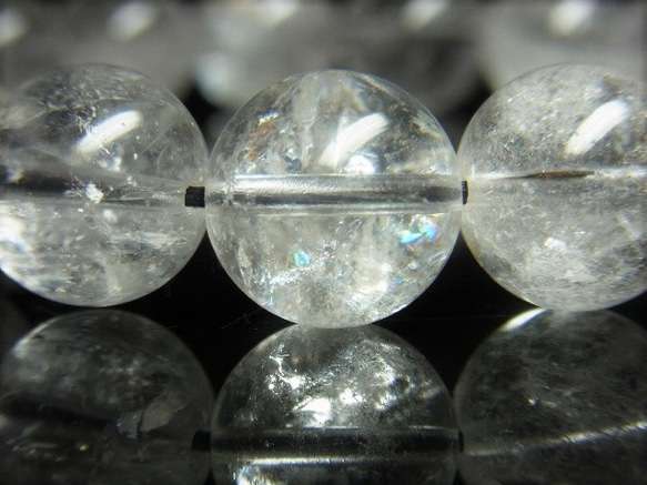 お試し価格 現品一点物 プラチナルチル レインボークォーツ ブレスレット 白金水晶 天然石 数珠 １３－１４ミリ 4枚目の画像