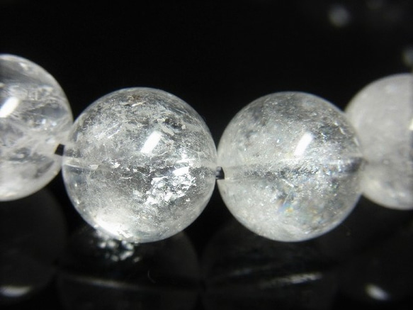 お試し価格 現品一点物 プラチナルチル レインボークォーツ ブレスレット 白金水晶 天然石 数珠 １３－１４ミリ 5枚目の画像