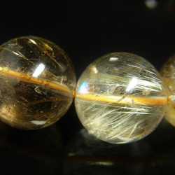 イチオシ 現品一点物 ゴールド ルチル ブレスレット 金針水晶 天然石 数珠 １５ミリ Ｒ５６ スモーキー シラー 虹 8枚目の画像