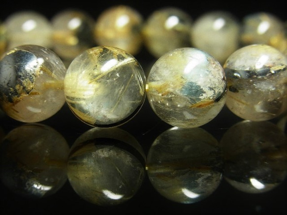 お試し価格 現品一点物　太陽放射タイチンルチル ブレスレット 金針水晶 天然石 数珠 １１－１２ミリ ＯＴＨＲ３１ 3枚目の画像