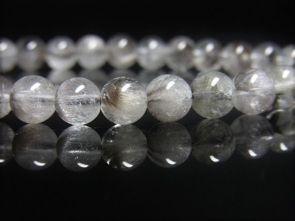 お勧め 現品一点物 プラチナルチル ブレスレット 白金水晶 数珠 ７ミリ １５ｇ Ｐｒ５２ シラー 虹入水晶 クォーツ 9枚目の画像