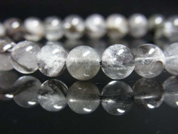 イチオシ 現品一点物 プラチナルチル ブレスレット 白金水晶 数珠 ７ミリ １５ｇ Ｐｒ５５ シラー 虹入水晶 5枚目の画像