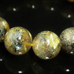 お勧め 現品一点物 太陽放射タイチンルチル ブレスレット 金針水晶 数珠 １６ミリ ９３ｇ ＴＨＲ１９ ヘマタイト 6枚目の画像