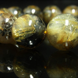 お勧め 現品一点物 太陽放射タイチンルチル ブレスレット 金針水晶 数珠 １６ミリ ９３ｇ ＴＨＲ１９ ヘマタイト 9枚目の画像