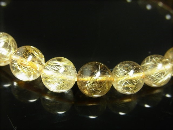 現品一点物 スモーキークォーツイン ゴールドルチル ブレスレット 金針水晶数珠 ９ミリ ２６ｇ ＳＧＲ１３ 最強金運 2枚目の画像