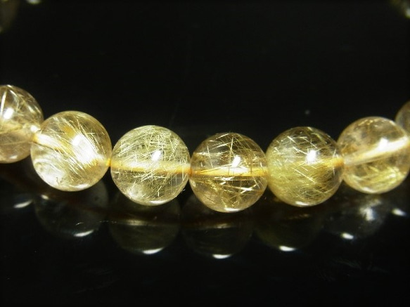 現品一点物 スモーキークォーツイン ゴールドルチル ブレスレット 金針水晶数珠 ９ミリ ２６ｇ ＳＧＲ１３ 最強金運 4枚目の画像