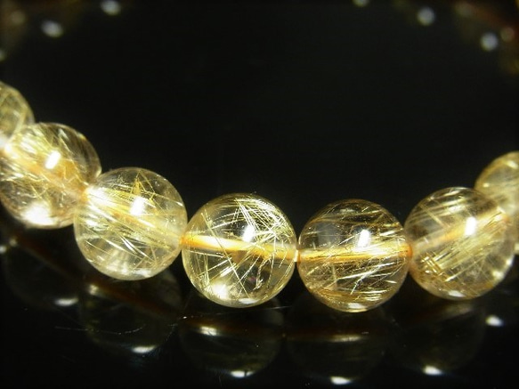 現品一点物 スモーキークォーツイン ゴールドルチル ブレスレット 金針水晶数珠 ９ミリ ２６ｇ ＳＧＲ１３ 最強金運 5枚目の画像
