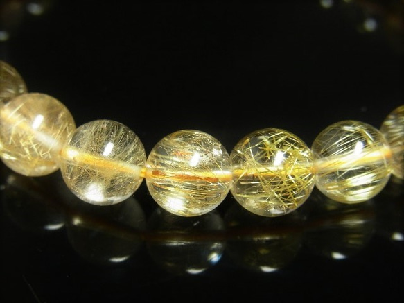 現品一点物 スモーキークォーツイン ゴールドルチル ブレスレット 金針水晶数珠 ９ミリ ２６ｇ ＳＧＲ１３ 最強金運 6枚目の画像
