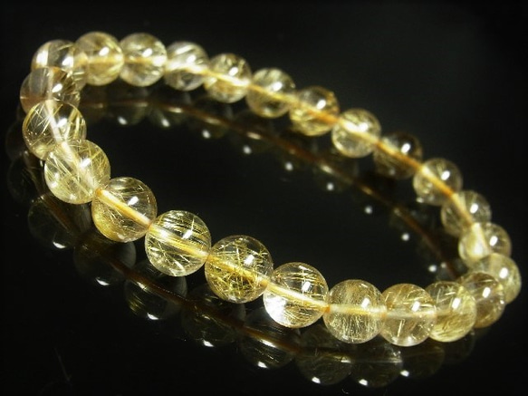 現品一点物 スモーキークォーツイン ゴールドルチル ブレスレット 金針水晶数珠 ９ミリ ２６ｇ ＳＧＲ１３ 最強金運 8枚目の画像
