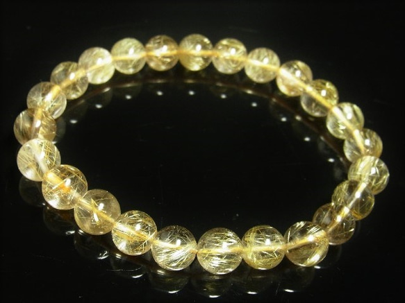 現品一点物 スモーキークォーツイン ゴールドルチル ブレスレット 金針水晶数珠 ９ミリ ２６ｇ ＳＧＲ１３ 最強金運 9枚目の画像