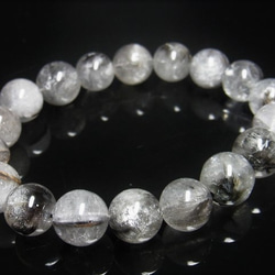 現品一点物 プラチナルチル ブレスレット 白金水晶 数珠 １２－１３ミリ ４８ｇ Ｐｒ５７ 虹入水晶シラー レインボー 7枚目の画像