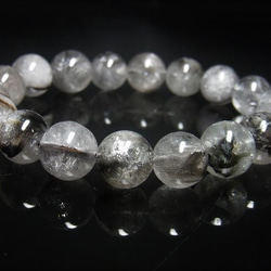 現品一点物 プラチナルチル ブレスレット 白金水晶 数珠 １２－１３ミリ ４８ｇ Ｐｒ５７ 虹入水晶シラー レインボー 8枚目の画像