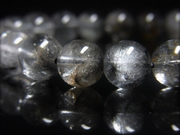レア 現品一点物 ブラックプラチナルチル ブレスレット 白金水晶 数珠 １０－１１ミリ ３３ｇ Ｐｒ５９ 珍しい 4枚目の画像