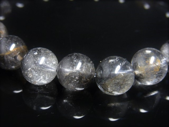レア 現品一点物 ブラックプラチナルチル ブレスレット 白金水晶 数珠 １０－１１ミリ ３３ｇ Ｐｒ５９ 珍しい 7枚目の画像