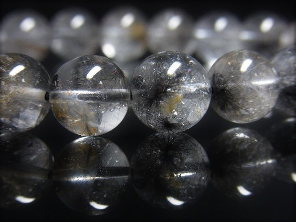 レア 現品一点物 ブラックプラチナルチル ブレスレット 白金水晶 数珠 １０－１１ミリ ３３ｇ Ｐｒ５９ 珍しい 9枚目の画像