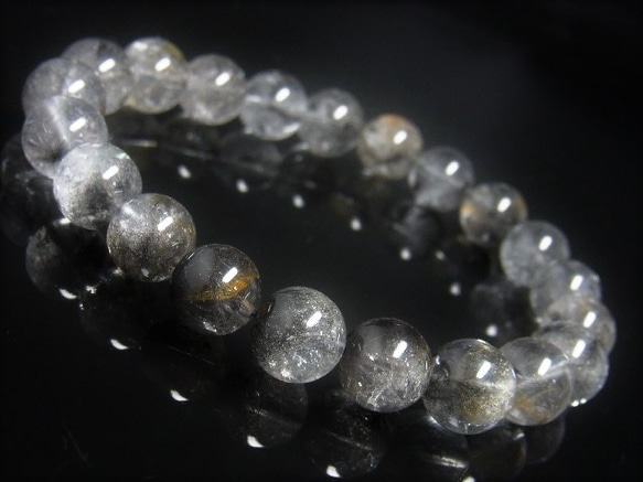 レア 現品一点物 ブラックプラチナルチル ブレスレット 白金水晶 数珠 １０－１１ミリ ３３ｇ Ｐｒ５９ 珍しい 10枚目の画像