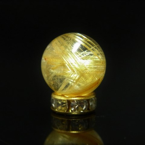 虹の光が神秘的♪タイチンルチル10ミリの1粒売り 貫通穴