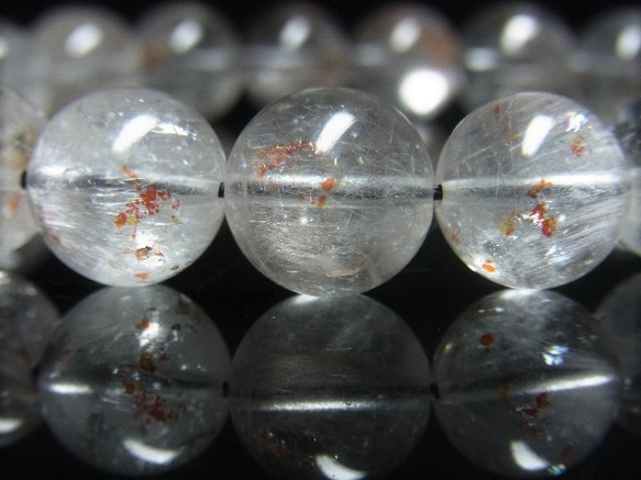希少 レア 現品一点物 プラチナルチル オーロラ レインボークォーツ ブレスレット １２ミリ 白金水晶 天然石 数珠 3枚目の画像