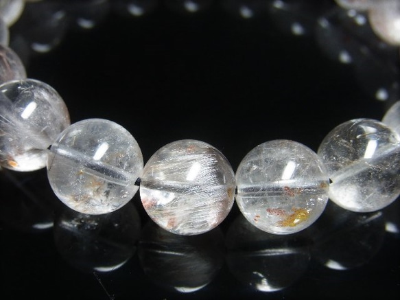 希少 レア 現品一点物 プラチナルチル オーロラ レインボークォーツ ブレスレット １２ミリ 白金水晶 天然石 数珠 6枚目の画像
