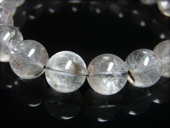 希少 レア 現品一点物 プラチナルチル オーロラ レインボークォーツ ブレスレット １２ミリ 白金水晶 天然石 数珠 7枚目の画像