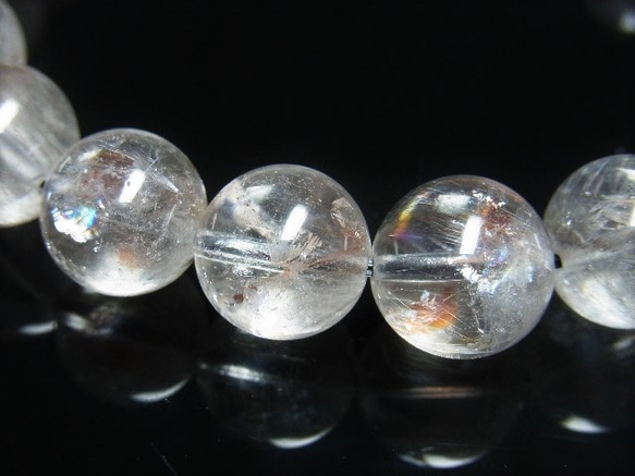 希少 レア 現品一点物 プラチナルチル オーロラ レインボークォーツ ブレスレット １２ミリ 白金水晶 天然石 数珠 9枚目の画像