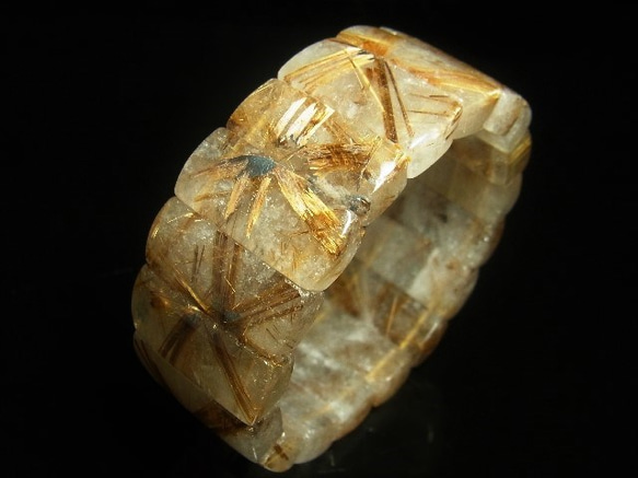 イチオシ 現品一点物 太陽放射タイガータイチンルチル バングル 虎目金針水晶 ２７－２８ミリ 数珠 Ｔｉｒｂ３ １２５ｇ 2枚目の画像