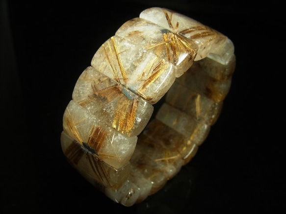 イチオシ 現品一点物 太陽放射タイガータイチンルチル バングル 虎目金針水晶 ２７－２８ミリ 数珠 Ｔｉｒｂ３ １２５ｇ 8枚目の画像