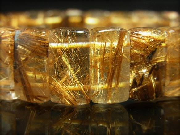 透明度抜群 現品一点物 タイガールチル クォーツ バングル 虎目金針水晶 １５－１６ミリ 数珠 Ｔｉｒｂ４ ４７ｇ 最強 2枚目の画像