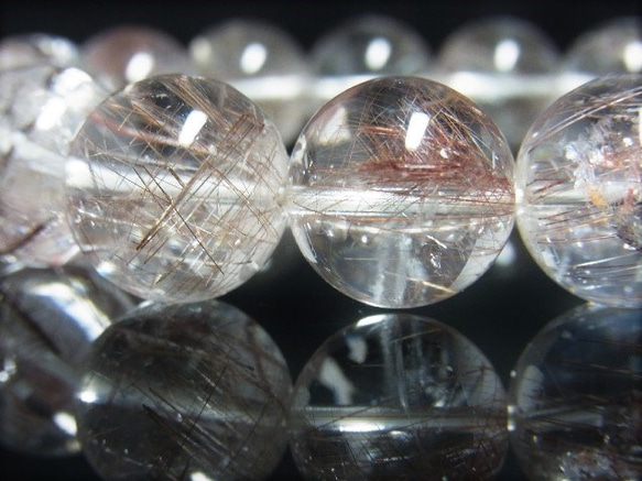お勧め 現品一点物 シルバーレッドルチル ブレスレット １５ミリ ＰＳｉｒ１３ ７７ｇ 銀針水晶 珍しい シラー 4枚目の画像