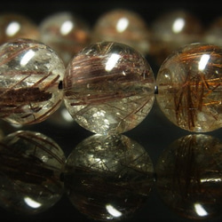 イチオシ 現品一点物 コッパールチル インスモーキークォーツ ブレスレット 銅針水晶 １３－１４ミリ ３６ｇ Ｃｒ３ 3枚目の画像