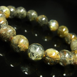 イチオシ 現品一点物 太陽放射ルチル ブレスレット 金針水晶数珠 １１－１２ミリ ４３ｇ ＴＨＲ２２ ヘマタイト 7枚目の画像