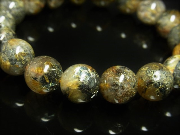 イチオシ 現品一点物 太陽放射ルチル ブレスレット 金針水晶数珠 １１－１２ミリ ４３ｇ ＴＨＲ２２ ヘマタイト 8枚目の画像