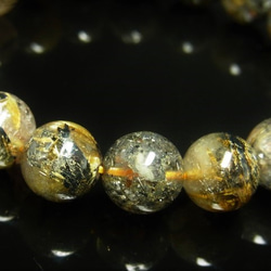 イチオシ 現品一点物 太陽放射ルチル ブレスレット 金針水晶数珠 １１－１２ミリ ４３ｇ ＴＨＲ２２ ヘマタイト 9枚目の画像